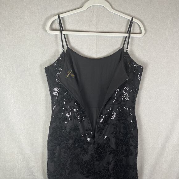 Dress The Population Sequin Floral Lace Tea Length Dress Womens Size Large Black - Picture 7 of 10